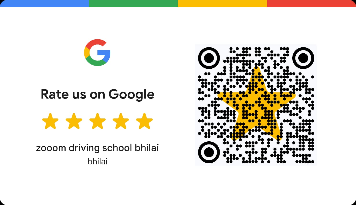 Zooom Driving School Google Review QR Code